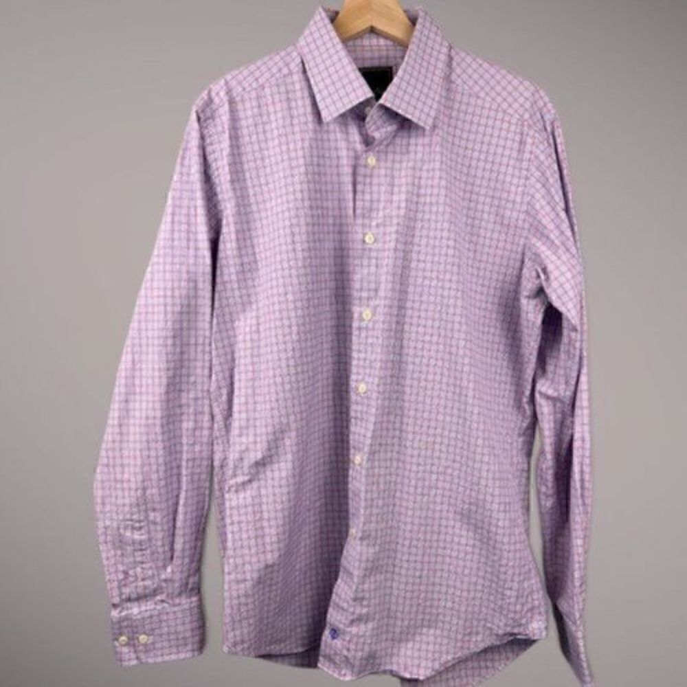 David Donahue Trim Fit Long Sleeve Cotton Button Up Dress Shirt 16.5 - Picture 6 of 6
